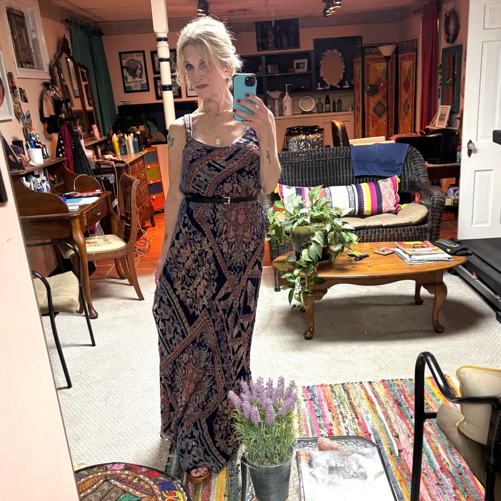 Johnny Was NWT OMO Burnout Peony Elegant Multicolor Maxi Dress - Picture 7 of 7